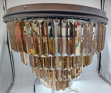 RETRO STYLE FOUR TIER CHANDELIER with tinted glass droplets