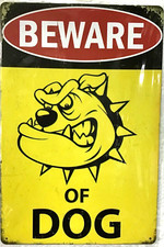 TIN SIGN new 8x12 Funny warning beware dog bites security protection caution C17