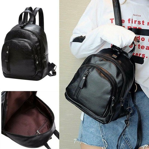 Women Ladies School Backpack Leather 