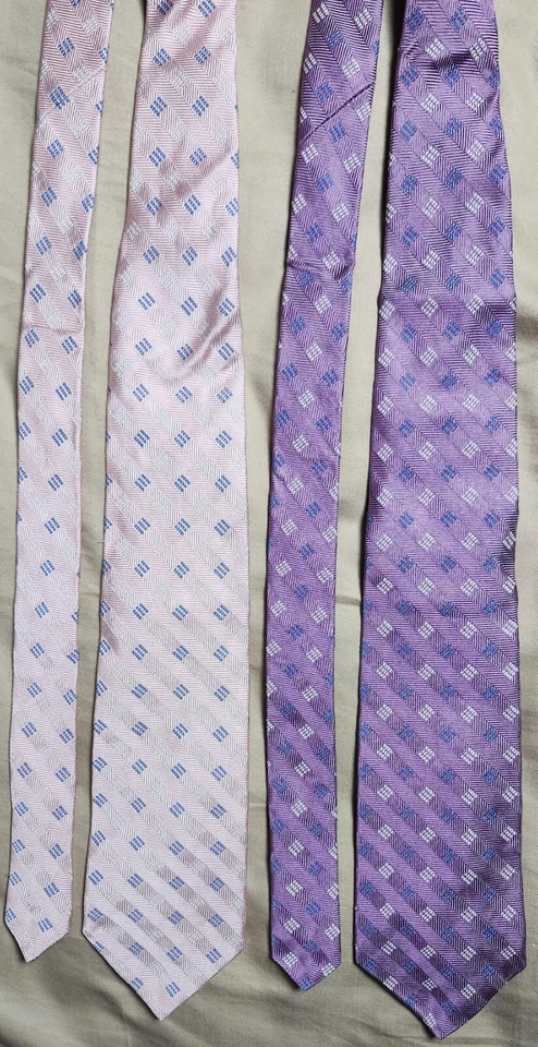 Set of 2 Faconnable Men's Ties Pink & Purple Square Print Vivid - Image 3 of 4
