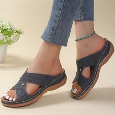 Women Summer Orthopedic Mules Sandals Slippers Comfy Open Toe Flat Shoes Size