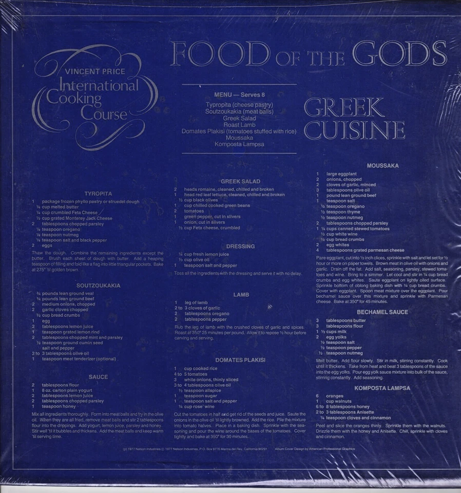 Vincent Price ~ Food of the Gods ~ International Cooking Course ~Factory Sealed  - Image 3 of 3