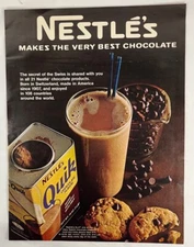 1968 Nestle's Quik Chocolate Flavor Print Ad Milk Cookies