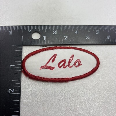 Vtg Oval Fancy Cursive Red Letter NAME LALO Patch (Uniform~ID~Workwear) 23D1