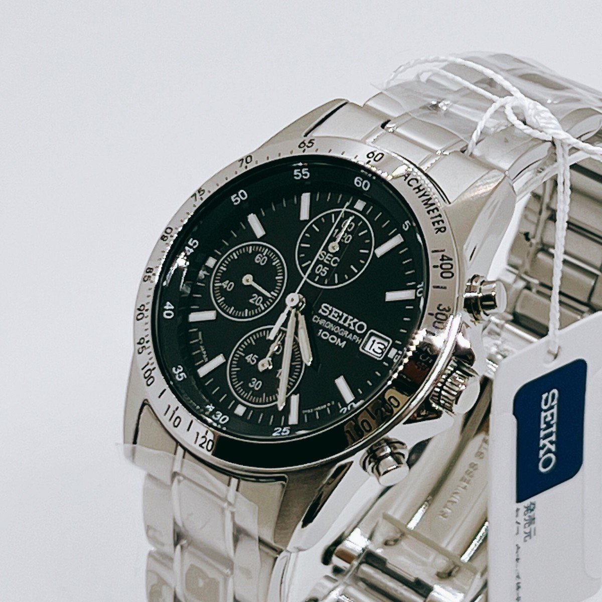 SEIKO SND367PC Men's Watch Quartz Chronograph Dial Black