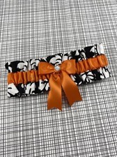 Damask Black White Wedding Bridal Garter New Handmade, Orange Bridal Garter