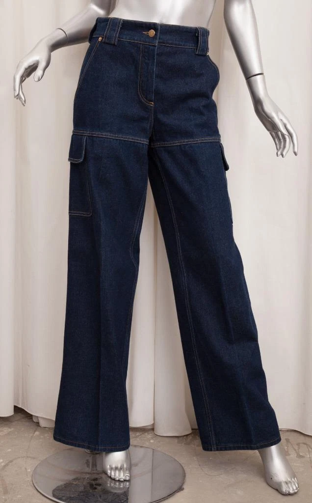 LOUIS VUITTON Womens Classic Blue Cotton Denim Cargo Wide-Leg Jeans 40/8 M