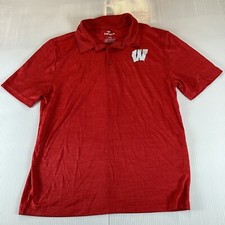 Fanatics Wisconsin Badgers Mens Polo Shirt Top Sz M Golf Short Sleeve Pullover