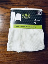 Boys New Athletic Works 2 Piece Thermal Underwear Set, White Sz XXL 18