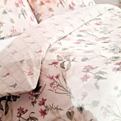 House Of Bath Caverley Cream Pink Floral Trellis Cotton Blend