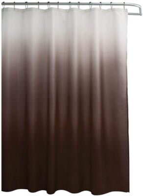 Creative Home Ideas - Textured Fabric Shower Curtain Set, Includes 12 Easy Glide