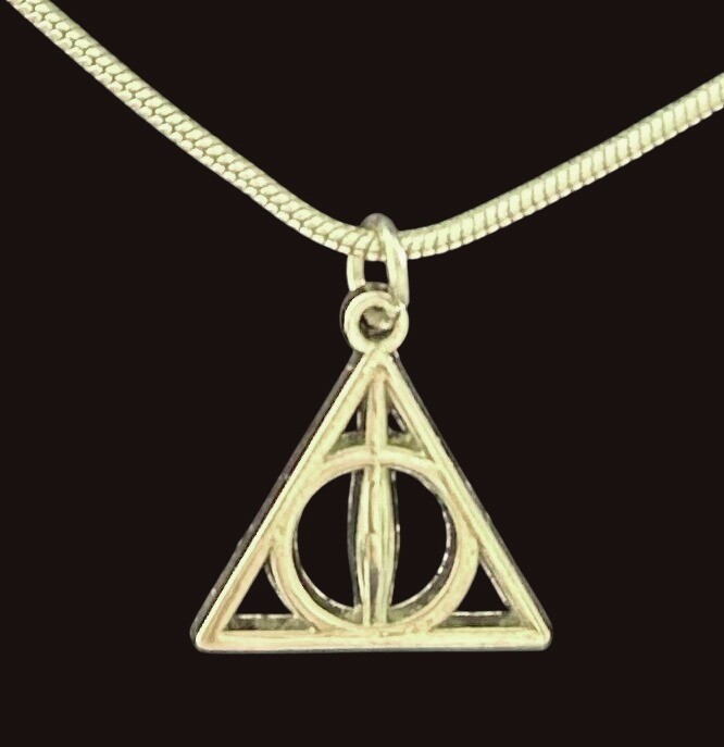 Harry Potter Deathly Hallows Silver-Tone Pendant Necklace For Fans & Collectors