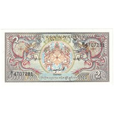[#194666] Banknote, Bhutan, 2 Ngultrum, Undated (1986), KM:13, UNC