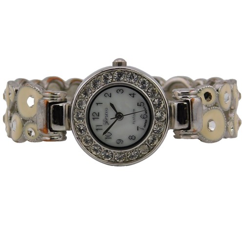 Geneva Platinum No.7817 Gold Leopard Dial Brown Silicone  display picture 2