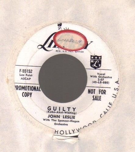 UNCOMMON R&B 45/JOHN LESLIE on LIBERTY promo GUILTY