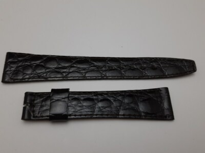 VINTAGE 1970'S 18X14 MM IWC DARK BROWN CROCO LEATHER BAND STRAP        #7346