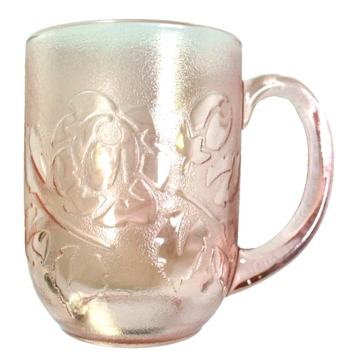 ARCOROC~France~ROSALINE~Pink Blush~EMBOSSED~Flowers~4"x3"~MUG~10oz~EC