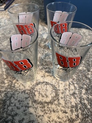 Vintage NASCAR Dale Earnhardt Jr #88 Racing Beer Water Drinking Glasses Set Of 4