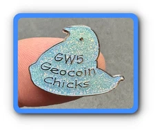 Geocoin GW5 Geocoin Chicks Light Blue UOA043 Polished Nickel