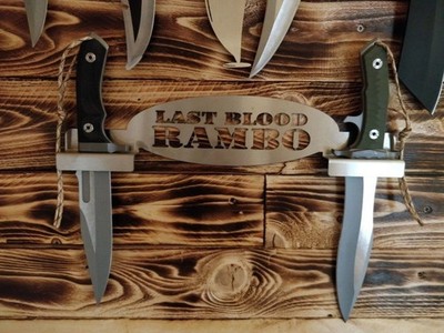 Rambo 5 Messer  Bowie 1 / 2 / 1 und 2 als Set Filmmesser Lederscheide Wandhalter