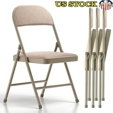 4 Pack Folding Chairs Fabric Dining Chairs with Padded Cushion and Back Seating