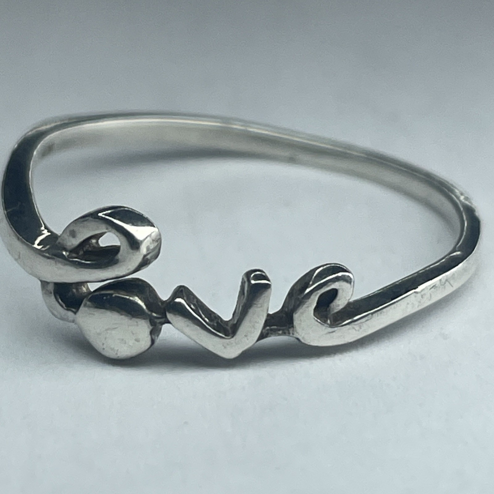 Solid Sterling “Love” Script Ring Size 8 - image 1