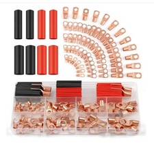 PEASUG Copper Wire Lugs 130Pcs, AWG 2 4 6 8 10 12 Gauge Battery Cable Ends with