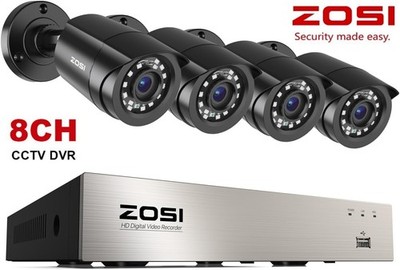 ZOSI H.265+8CH 3K Lite Security Camera System 4x1080P Camera Human Car Detect
