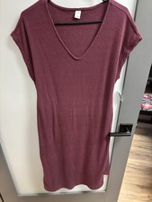 NWT Old Navy Maroon Ribbed Ladies Short Sleeve VNeck Shirt Dress Size S