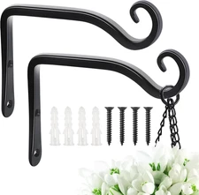 Hanging Plant Bracket 2 Pack 6 Inch Hand-Forged Plant Hangers for Outdoor with S