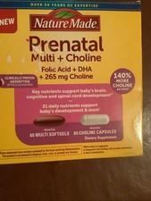 Nature Made Prenatal Multi  Choline Folic Acid  DHA  265mg Choline New In Box