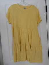 Old Navy Women's Yellow Tshirt Dress, Size L Petite, 100% Cotton