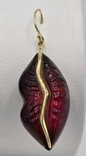 Alexis Bittar Lips Lucite Drop Earrings Black Cherry Red Rocker