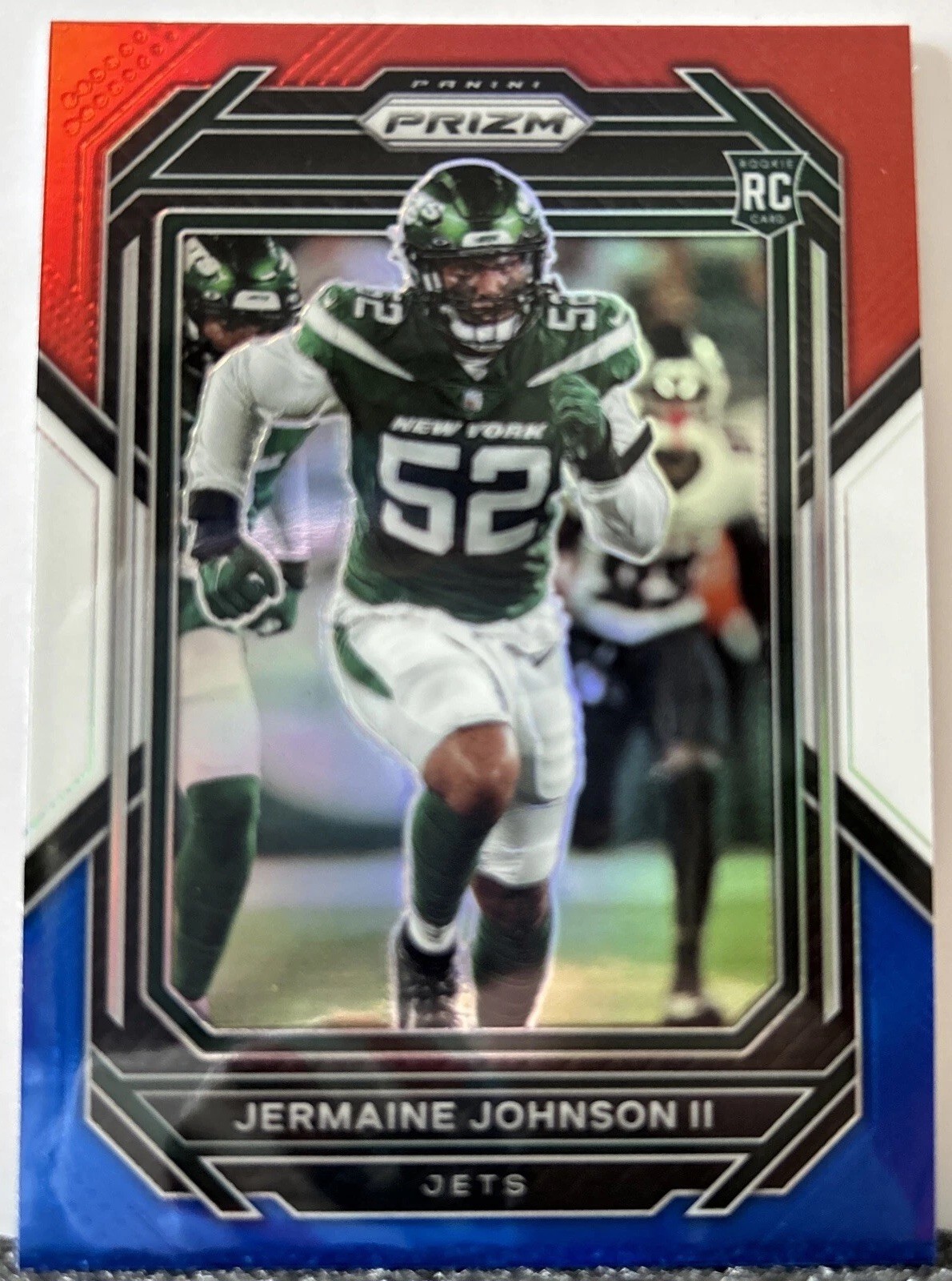 2022 PANINI PRIZM JERMAINE JOHNSON II ROOKIE #375 NY JETS red white blue RC 🏈