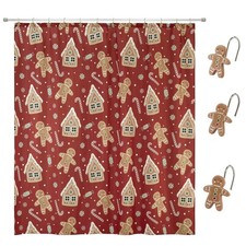 - Shower Curtain Set, Water-Resistant Polyester Curtain with Matching 12-Piec...