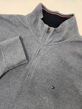 Tommy Hilfiger Sweater Men's XL Light Blue Long Sleeve 1/4 Zip Pullover