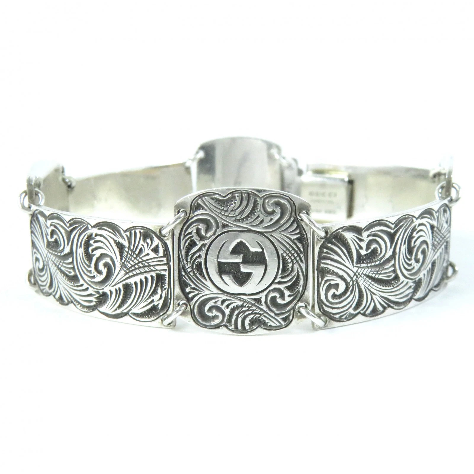 Gucci Arabesque Entrelacement G Bracelet Accessoires Ag925 Métal Argenté 17 GwD83
