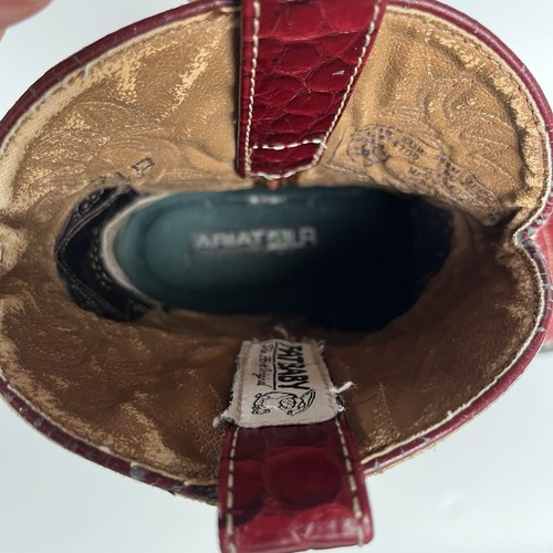 Ariat Womens 7 1/2B Fat Baby Red Alligator Print Cowgirl Western Boots 14709 Y2K - Picture 14 of 20