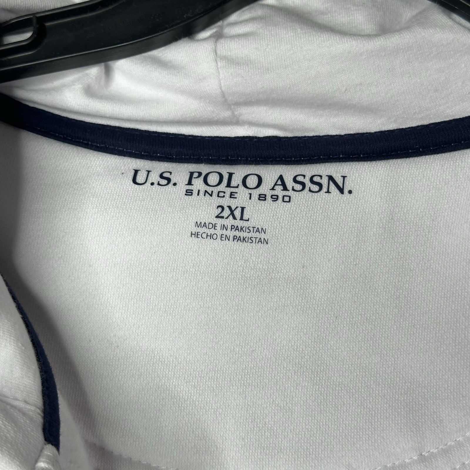 U.S. Polo Assn. Felpa con cappuccio uomo full zip in pile con Big Pony 2XL tasca frontale bianca
