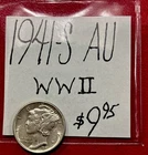 1941-S Mercury Silver Dime (AU) About Uncirculated! WW-II Era! ENN Coins