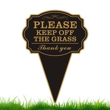Double Sided Yard Sign, Stay Off Grass with Stake, 10"x14" Please Keep Off th...
