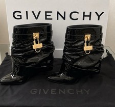 Givenchy Black Patent Leather Boots Women Gol...