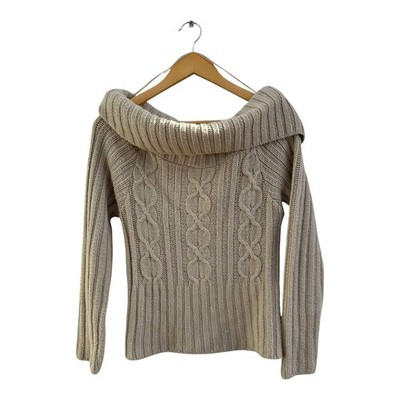 Clockhouse Pullover Damen Gr 36 Beige Grobstrick weiter Kragen Winter Elegant