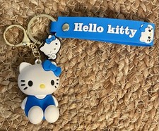 Sanrio Hello Kitty PVC Keychain Bag Charm NWOT Blue Wristlet Easily Made Into 2 