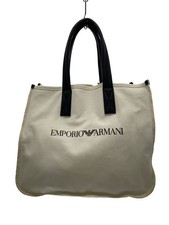 EMPORIO ARMANI Borsa tote in tela, bianca