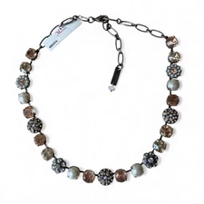 Mariana Rosette Necklace Peach Champagne Crystal Silver Plated Whimsical Fairy