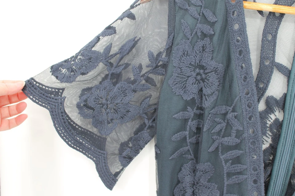 Mameluco Honey Punch Azul Marino Malla Transparente Encaje Hada Grunge Etéreo Boho Talla S Foto 3 de 4