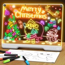 Portable LED Note Board with Colors, Rechargeable 16-inch 7 Light Effects Doo...