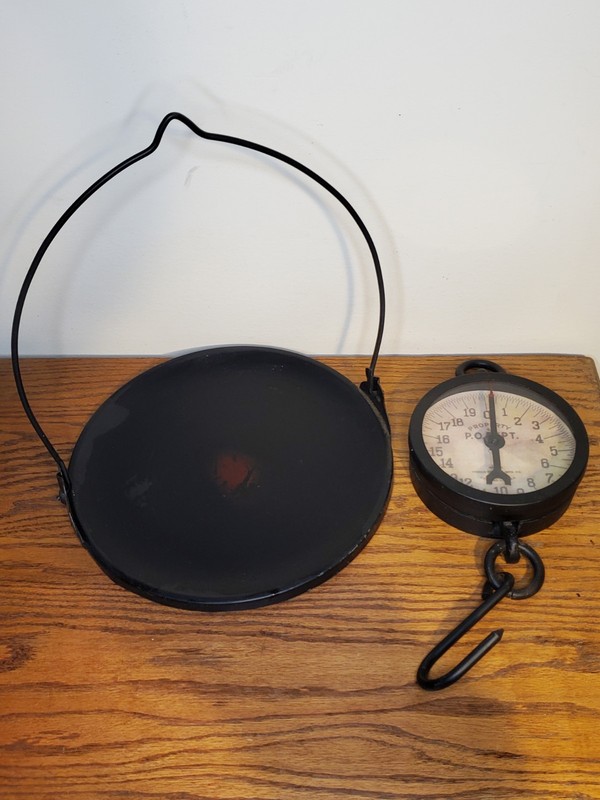 TRINER SCALE Co. Property of Post Office Dept RETRO HANGING SCALE & TRAY Replica