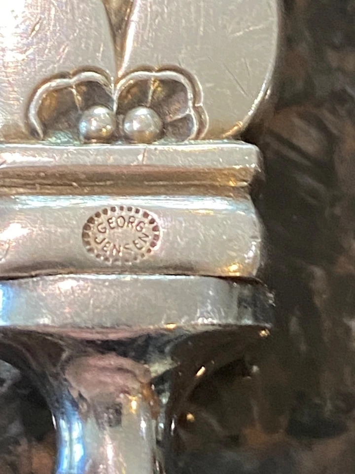 VTG Georg Jensen Cactus & Continental Pattern Sterling Silver Cheese Slicer Set - Image 4 of 4